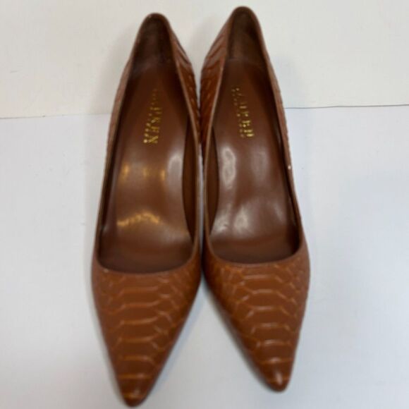 Lauren Ralph Lauren Croc Leather Brown Womens Pumps Stiletto Heels - Picture 6 of 6